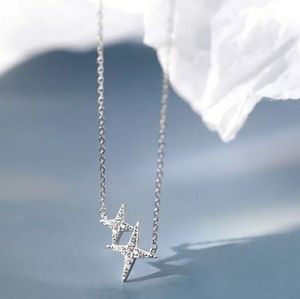 NEW 925 SILVER PLATED DIAMOND STAR NECKLACE